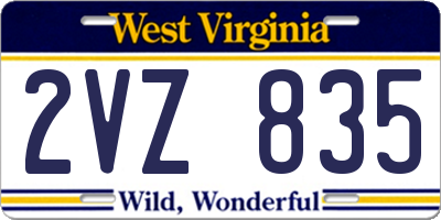 WV license plate 2VZ835