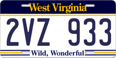 WV license plate 2VZ933