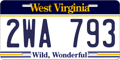 WV license plate 2WA793