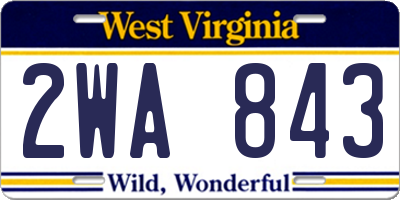 WV license plate 2WA843