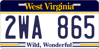 WV license plate 2WA865