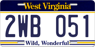WV license plate 2WB051
