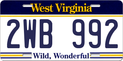 WV license plate 2WB992