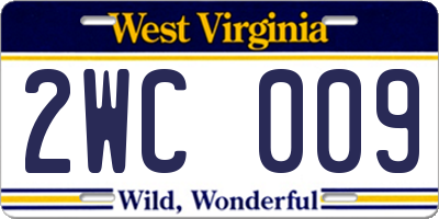 WV license plate 2WC009