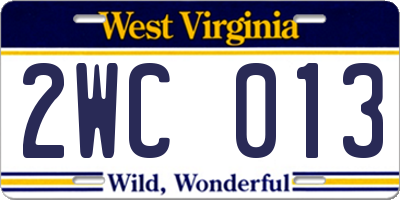 WV license plate 2WC013