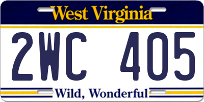 WV license plate 2WC405