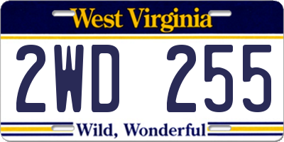WV license plate 2WD255