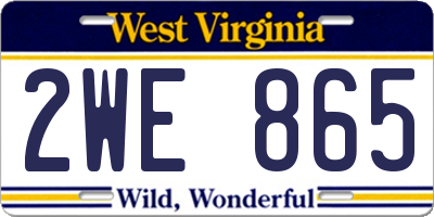 WV license plate 2WE865