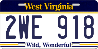 WV license plate 2WE918