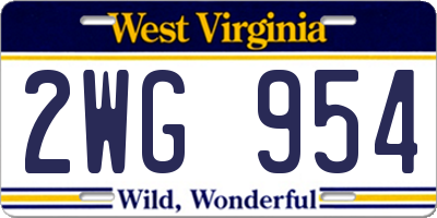 WV license plate 2WG954