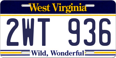 WV license plate 2WT936