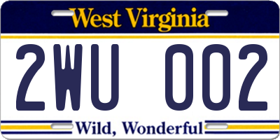 WV license plate 2WU002