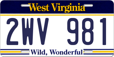 WV license plate 2WV981