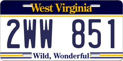 WV license plate 2WW851
