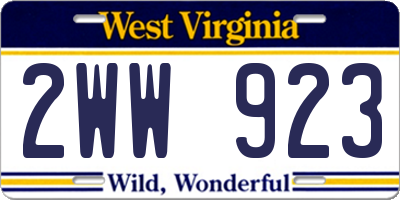 WV license plate 2WW923