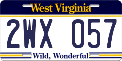 WV license plate 2WX057