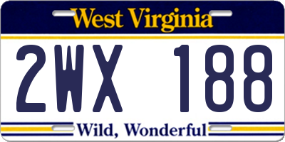 WV license plate 2WX188