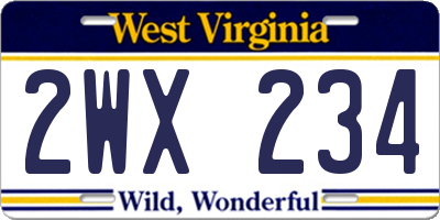 WV license plate 2WX234
