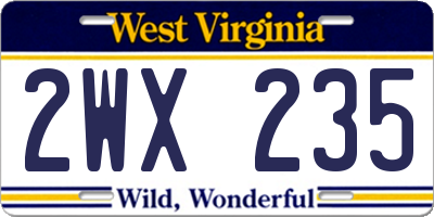 WV license plate 2WX235
