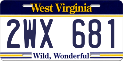 WV license plate 2WX681