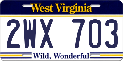 WV license plate 2WX703
