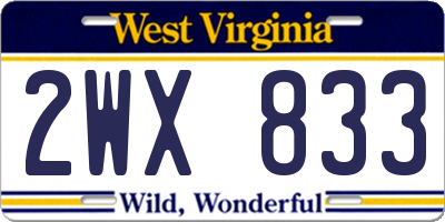 WV license plate 2WX833
