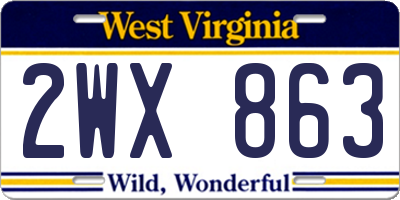 WV license plate 2WX863