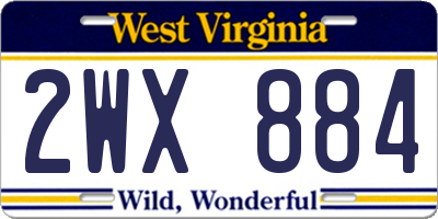 WV license plate 2WX884