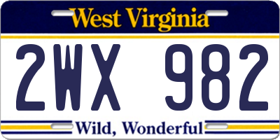 WV license plate 2WX982