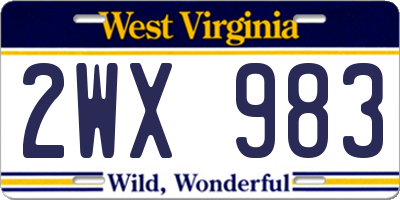 WV license plate 2WX983