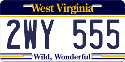 WV license plate 2WY555