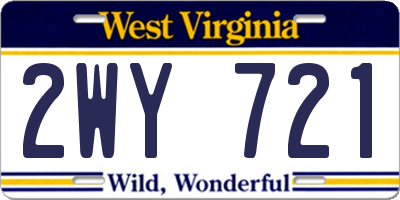 WV license plate 2WY721