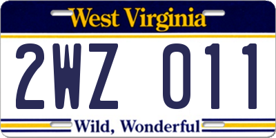 WV license plate 2WZ011