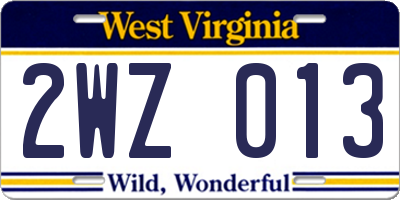 WV license plate 2WZ013