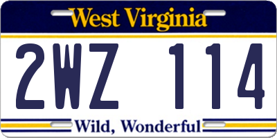 WV license plate 2WZ114