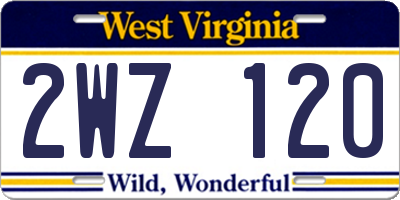 WV license plate 2WZ120