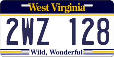WV license plate 2WZ128