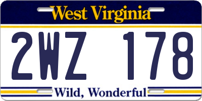WV license plate 2WZ178