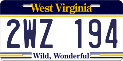 WV license plate 2WZ194