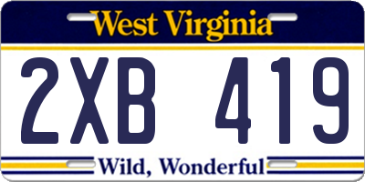 WV license plate 2XB419