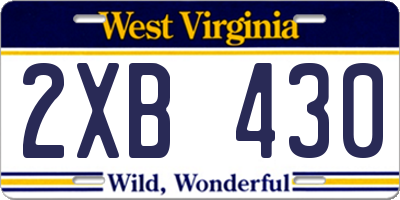 WV license plate 2XB430