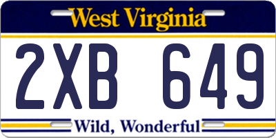 WV license plate 2XB649