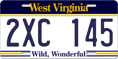 WV license plate 2XC145