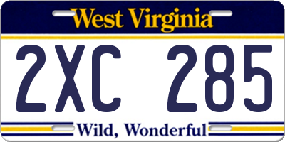 WV license plate 2XC285