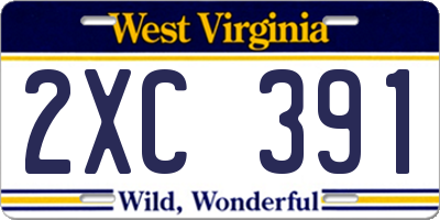 WV license plate 2XC391