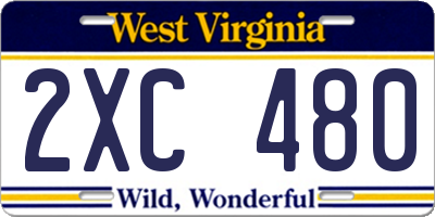 WV license plate 2XC480