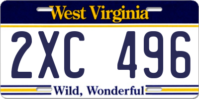 WV license plate 2XC496