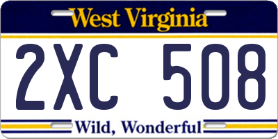 WV license plate 2XC508