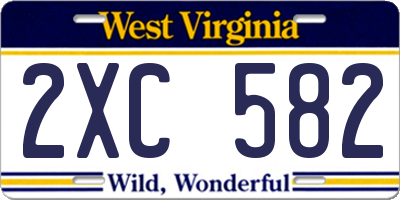 WV license plate 2XC582