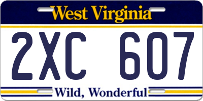 WV license plate 2XC607